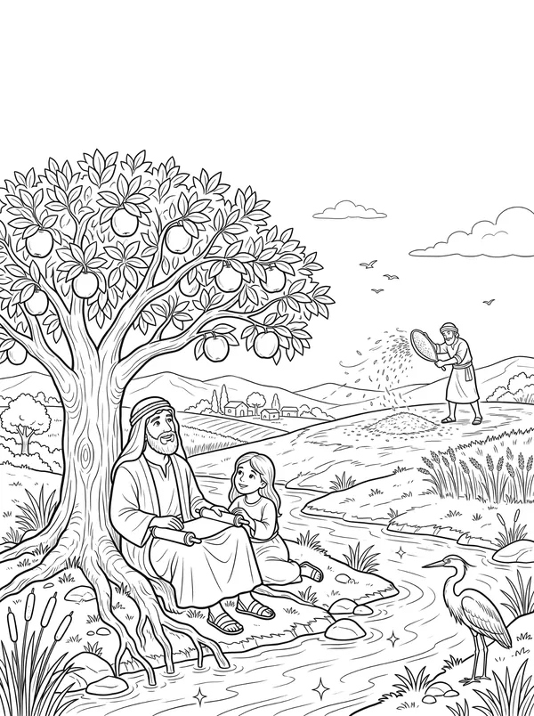 A Tree by the River Bible coloring page for kids (Psalm 1)
