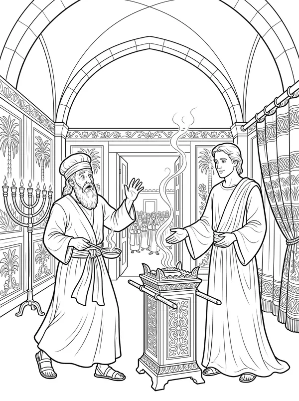 An Angel Visits Zacharias Bible coloring page for kids (Luke 1:5–25)