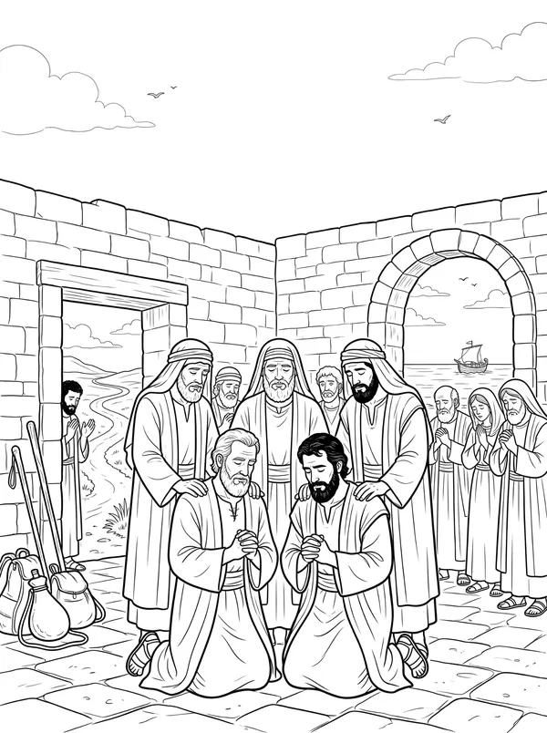 Barnabas and Saul Are Sent Bible coloring page for kids (Acts 13:1–12)