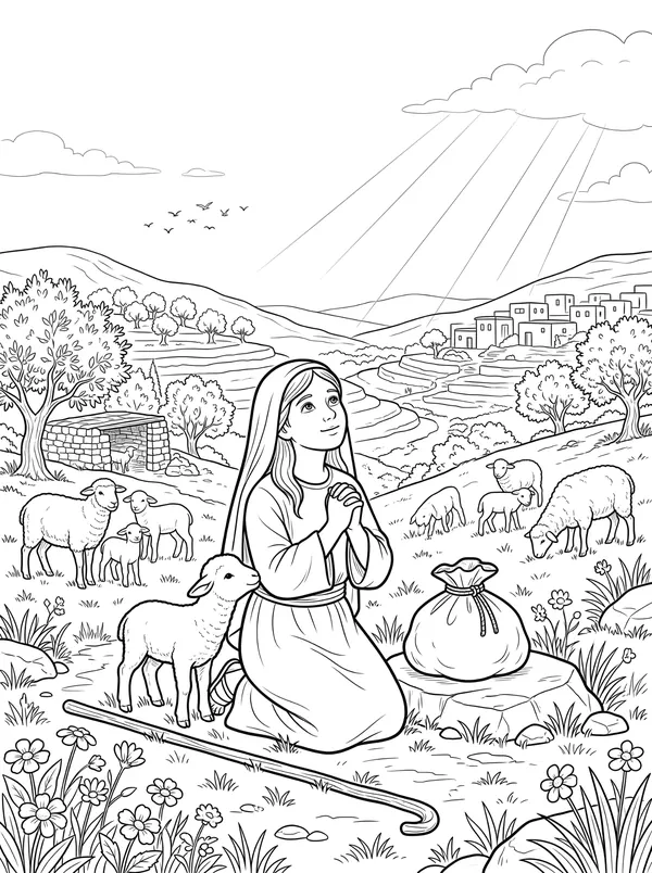 Cast Your Care on Him Bible coloring page for kids (1 Peter 5:6–11)