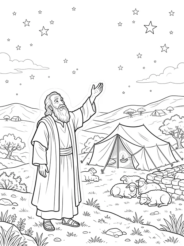 Count the Stars Bible coloring page for kids (Genesis 15:1–6)