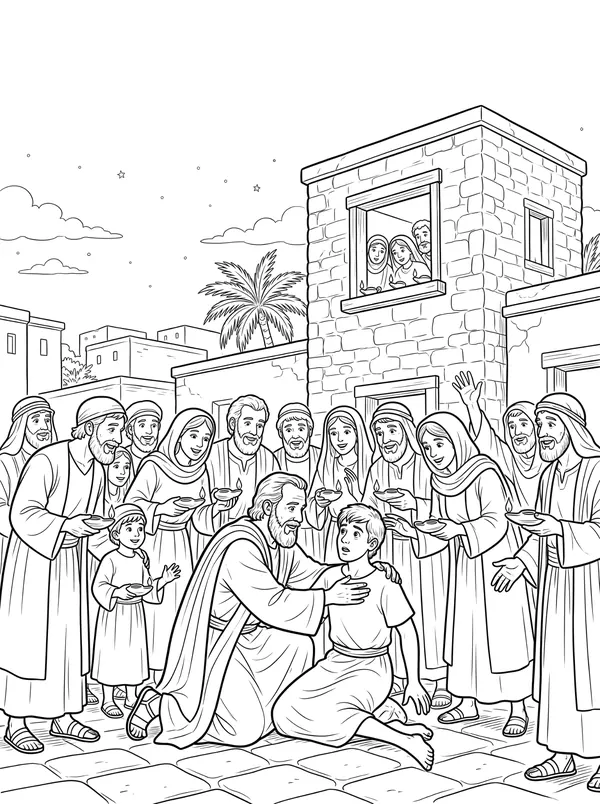 Eutychus Falls from the Window Bible coloring page for kids (Acts 20:7–12)