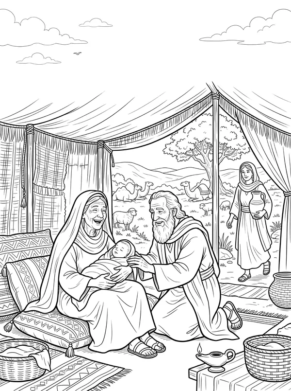 Isaac Is Born Bible coloring page for kids (Genesis 21:1–7)