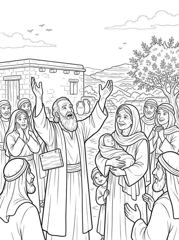 John Is Born Bible coloring page for kids (Luke 1:57–80)