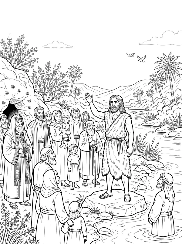 John Prepares the Way Bible coloring page for kids (Matthew 3:1–12)
