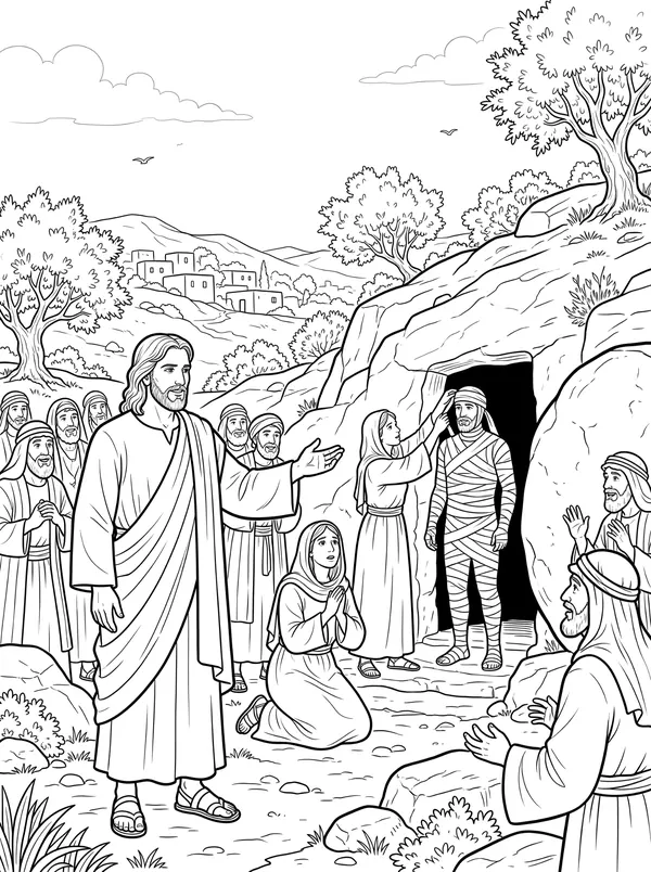 Lazarus, Come Forth Bible coloring page for kids (John 11:1–45)