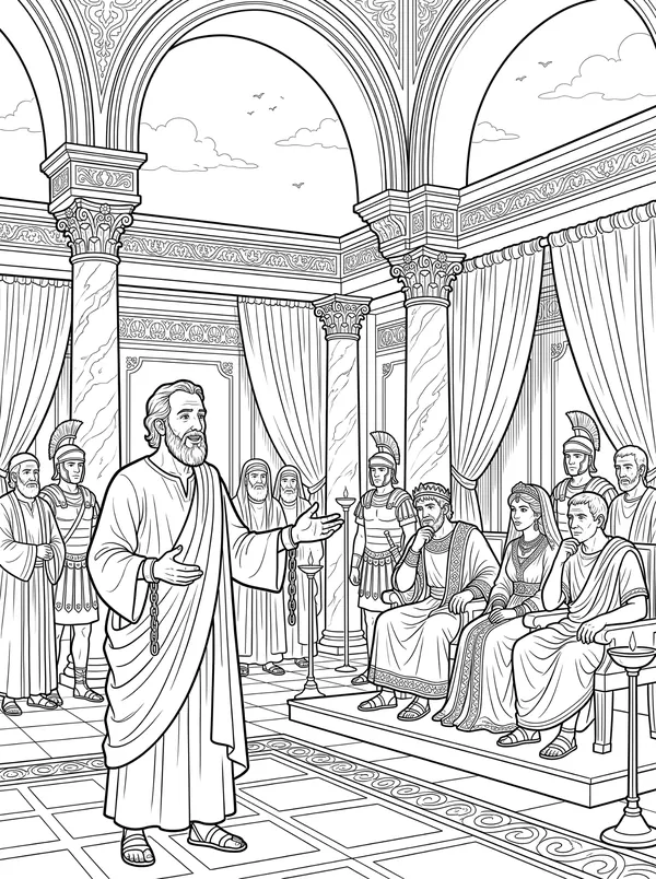 Paul Before King Agrippa Bible coloring page for kids (Acts 25:13–26:32)