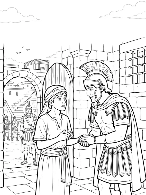 Paul’s Nephew Saves the Day Bible coloring page for kids (Acts 21:27–23:35)