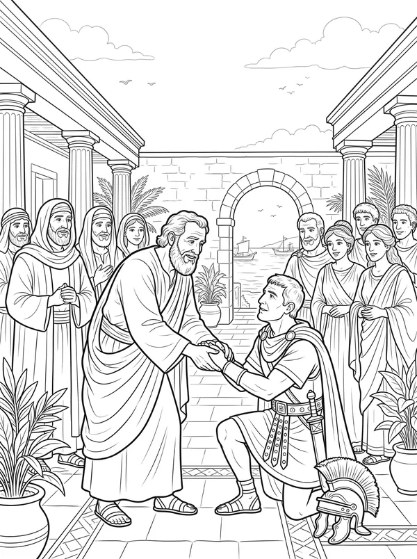Peter and Cornelius Bible coloring page for kids (Acts 10:1–48)