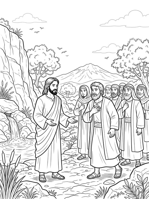 Peter’s Great Confession Bible coloring page for kids (Matthew 16:13–20)
