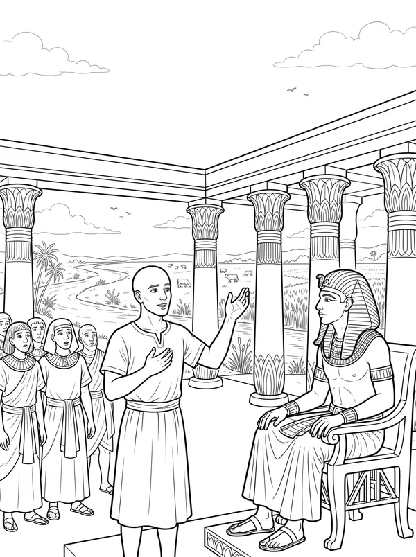 Pharaoh’s Dreams Bible coloring page for kids (Genesis 41:1–36)