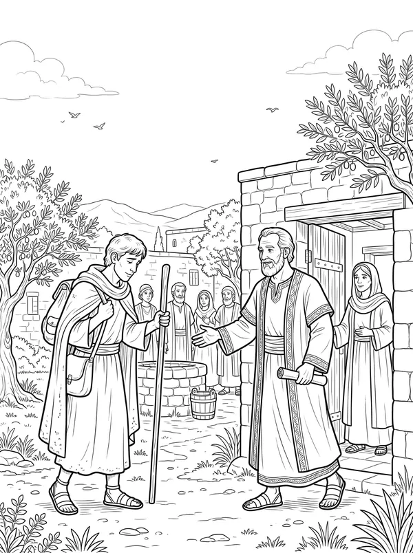 Philemon and Onesimus Bible coloring page for kids (Philemon 1–25)