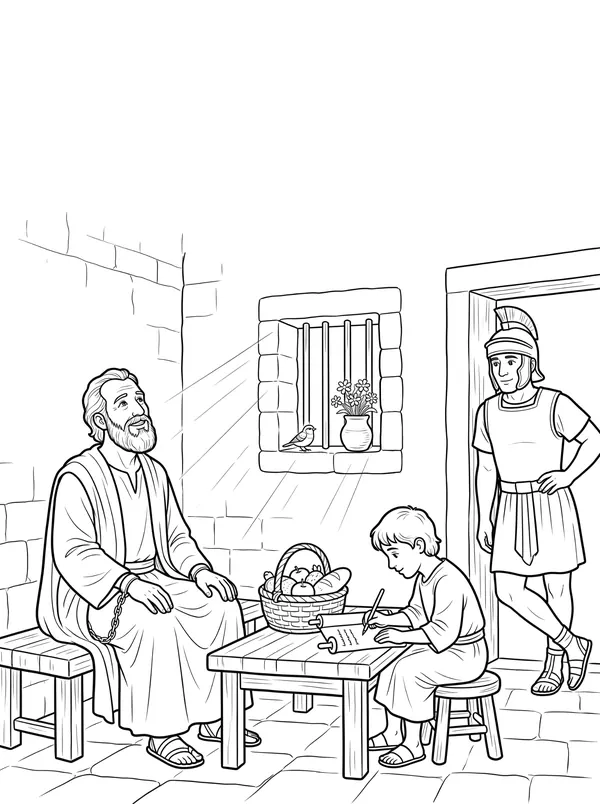 Rejoice in the Lord Bible coloring page for kids (Philippians 4:4–13)