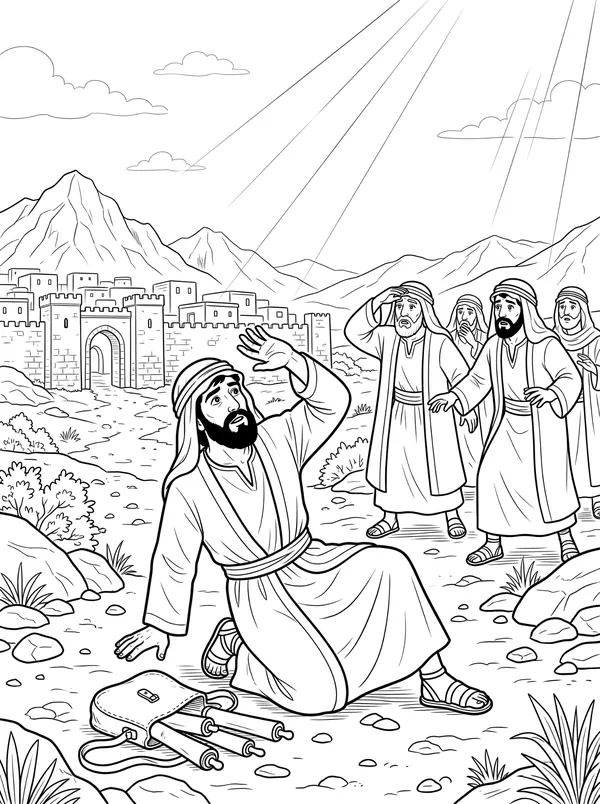 Saul Meets Jesus Bible coloring page for kids (Acts 9:1–19)
