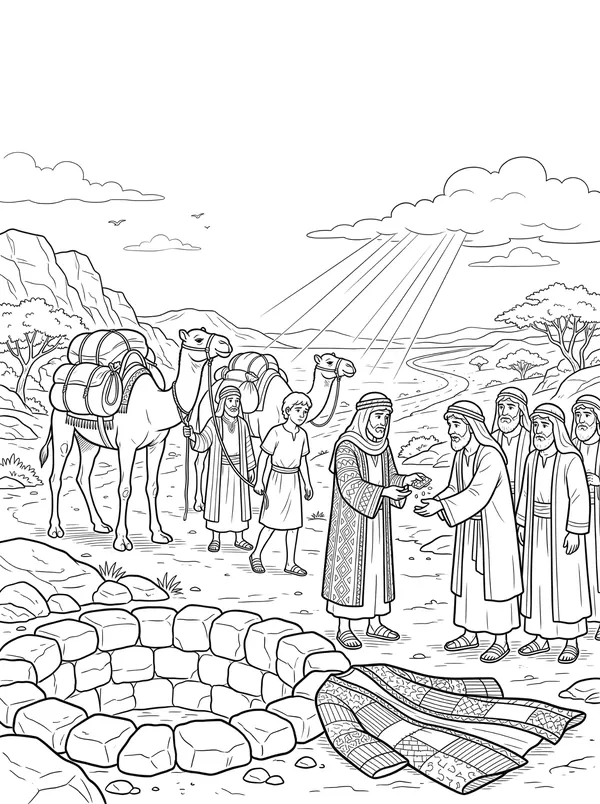 Sold by His Brothers Bible coloring page for kids (Genesis 37:12–36)
