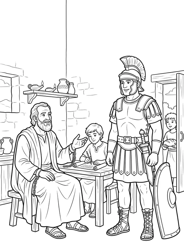 The Armour of God Bible coloring page for kids (Ephesians 6:10–18)
