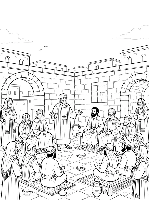 The Council at Jerusalem Bible coloring page for kids (Acts 15:1–35)