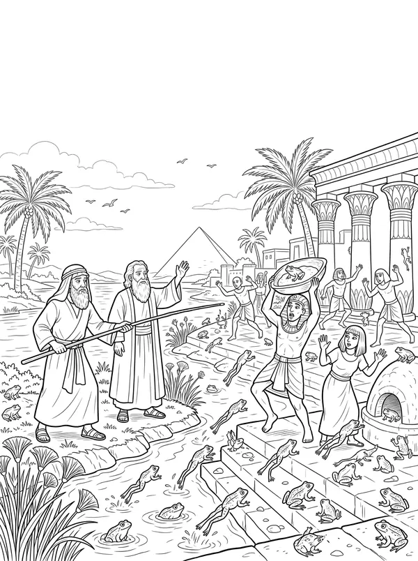 The Plagues on Egypt Bible coloring page for kids (Exodus 7:14–10:29)