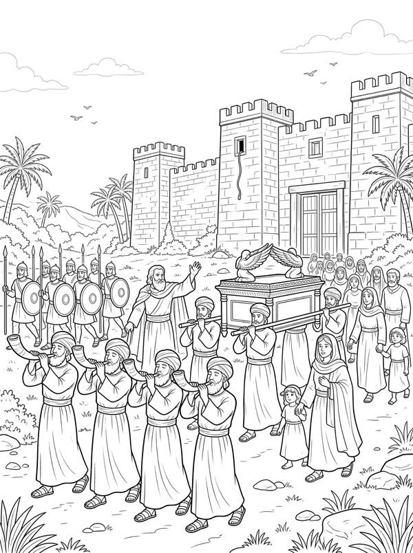 The Walls of Jericho Bible coloring page for kids (Joshua 6:1–27)