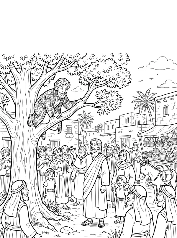 Zacchaeus Bible coloring page for kids (Luke 19:1–10)
